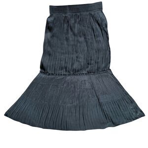 Black Satin Pleated Maxi Skirt Size XS Witchy Goth Tiered NWOT Whimsygoth